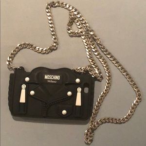 Moschino iPhone case with purse metal straps